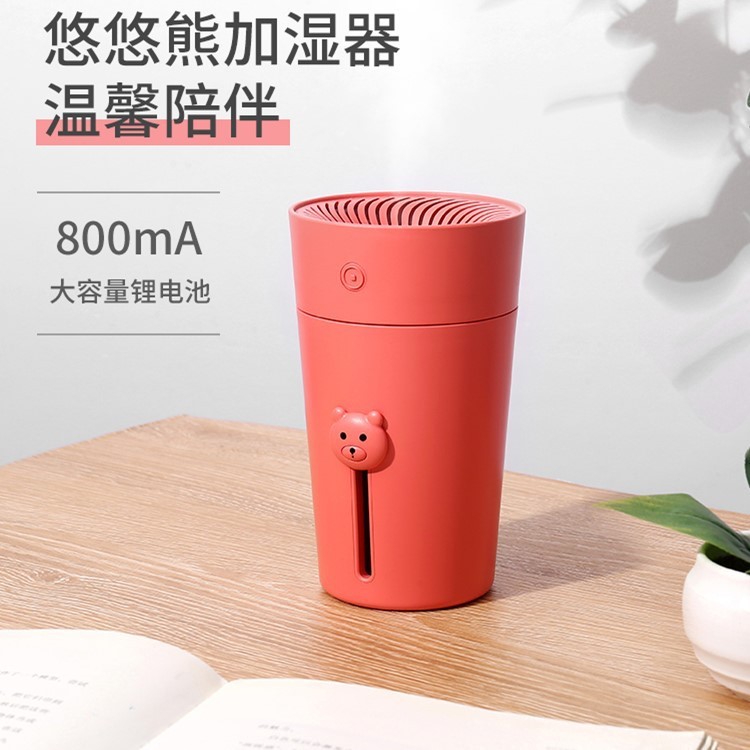 新品小萌熊迷你加濕器usb可充電 便攜加濕器夜燈家用創(chuàng)意禮品定制