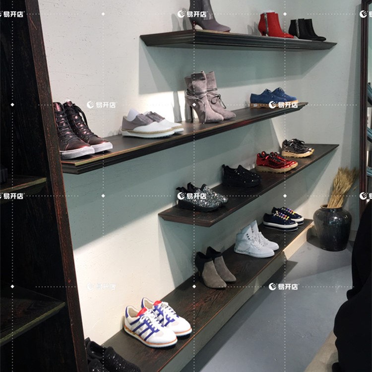 歐式鞋架鞋柜展示架包包飾品置物架復(fù)古服裝鞋店上墻壁架衣帽層板