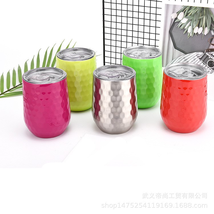 爆款不銹鋼錘點蛋形馬克紅酒杯創意時尚蛋殼杯定制批發U型杯
