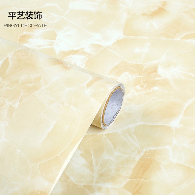 大理石紋墻紙 自粘PVC防水壁紙廚房衣柜家具翻新防油貼紙彩裝膜