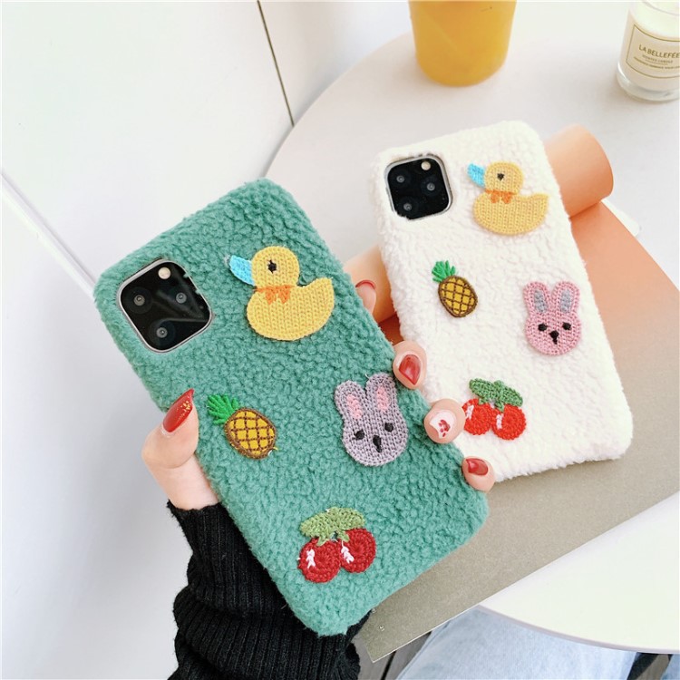立體刺繡兔子手機殼iPhone11pro創意卡通毛絨tpu蘋果X保護套適用