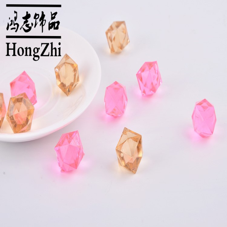 廠家直銷亞克力裝飾多邊鉆 透明水晶珠子亞克力DIY多色圓鉆多邊珠