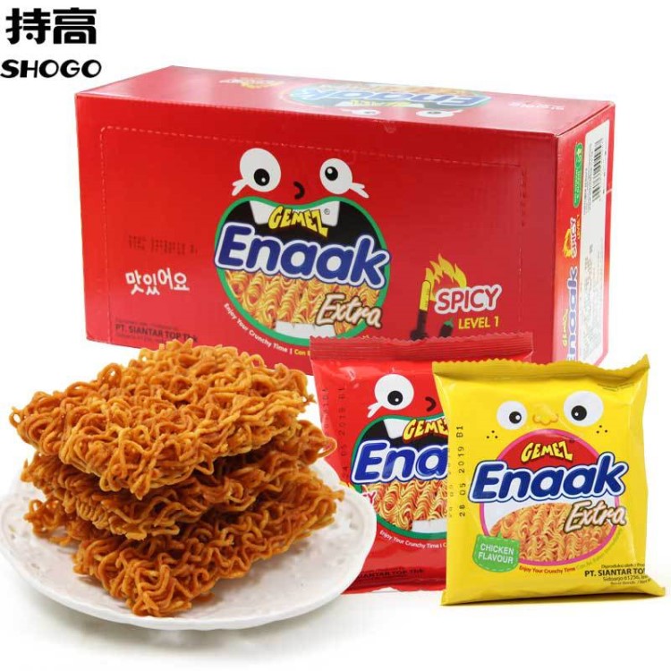 印尼GEMEZ Ennak小鸡干脆面30g*24包 辣味鸡肉味膨化点心面