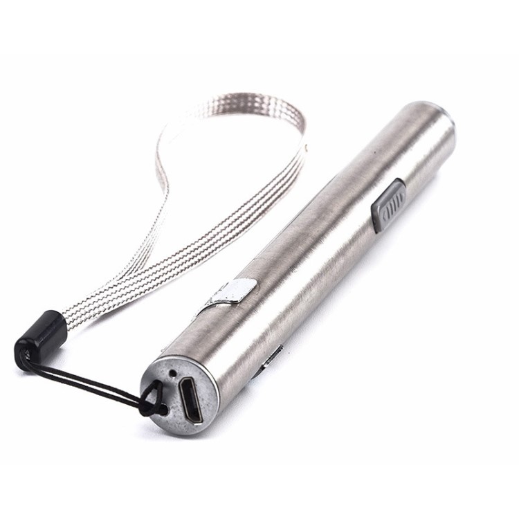 不銹鋼強光迷你袖珍小電筒USB充電藍月亮led廣告創意醫用禮品