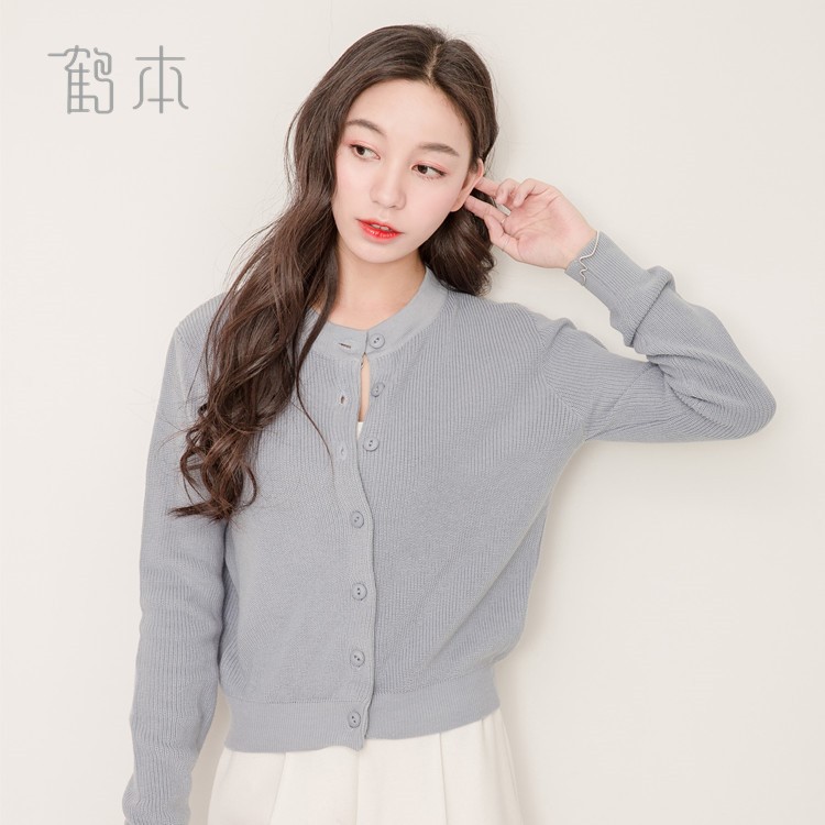 2020年秋款韓國女裝寬松圓領針織衫女士開衫針織外套批發一件代發