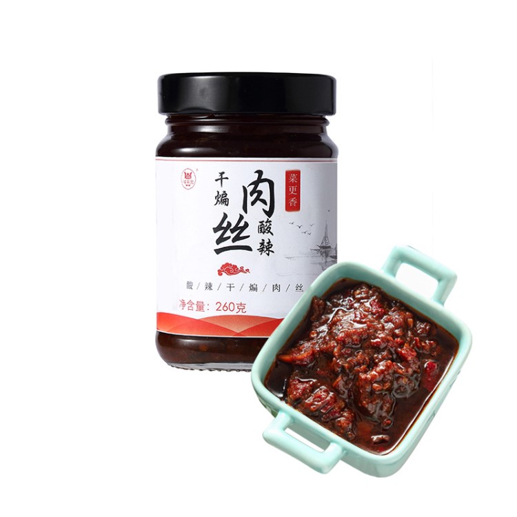 酸辣干煸肉絲 香辣手工辣椒醬 下飯拌飯醬拌面醬調(diào)味品批發(fā)