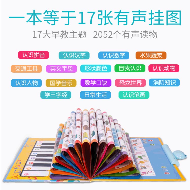 兒童全套有聲掛圖早教發(fā)聲幼兒玩具看圖識字中英電子書啟蒙0-3歲