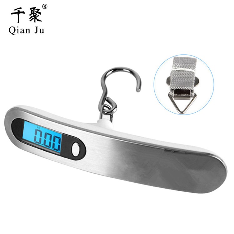 廠家批發(fā)不銹鋼手提秤家用便攜式電子秤飛機(jī)箱包秤戶外釣魚秤50KG