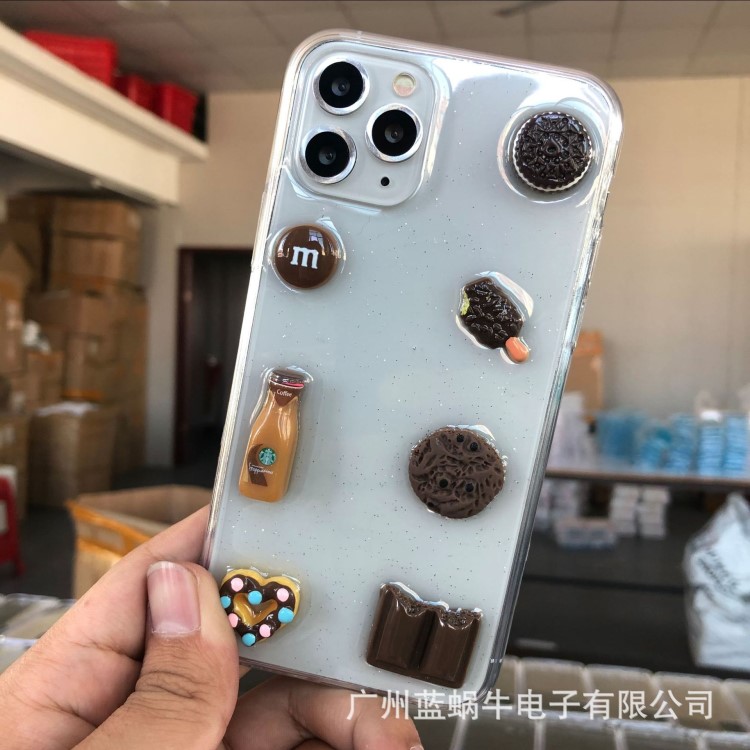 M豆巧克力适用iPhone 11滴胶雪糕爱心透明手机壳苹果x硅胶保护套