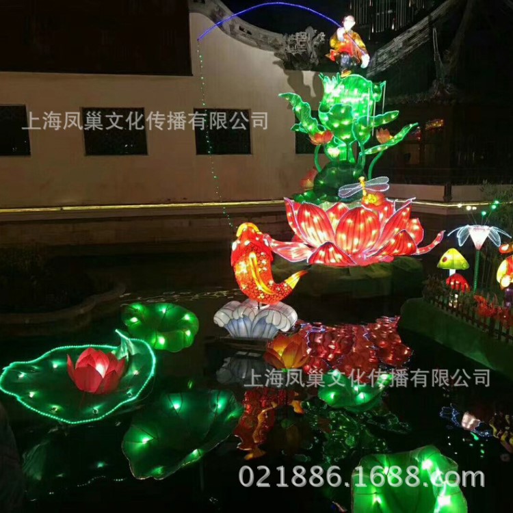 水上荷花組定制 春節(jié)燈會(huì)制作新春裝飾 元宵節(jié)花燈彩車彩船