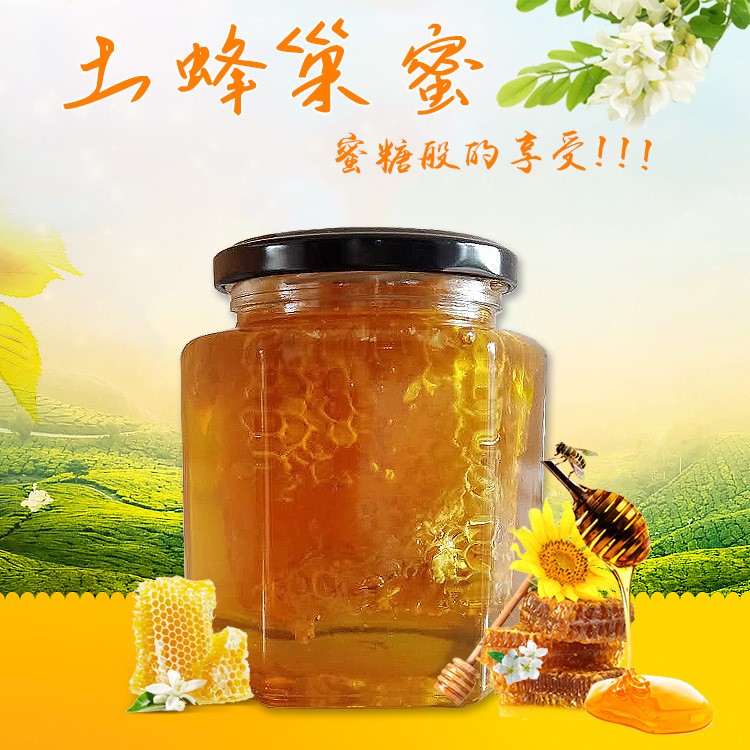 潁海瓶裝土蜂巢蜜500g蜂場(chǎng)直銷蜂蜜百花蜜OEM 成熟封蓋蜜 蜂巢蜜