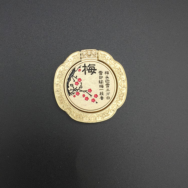 新款360度旋轉(zhuǎn)手機(jī)支架 梅蘭菊竹荷文藝指環(huán)支架 金屬指環(huán)扣定制