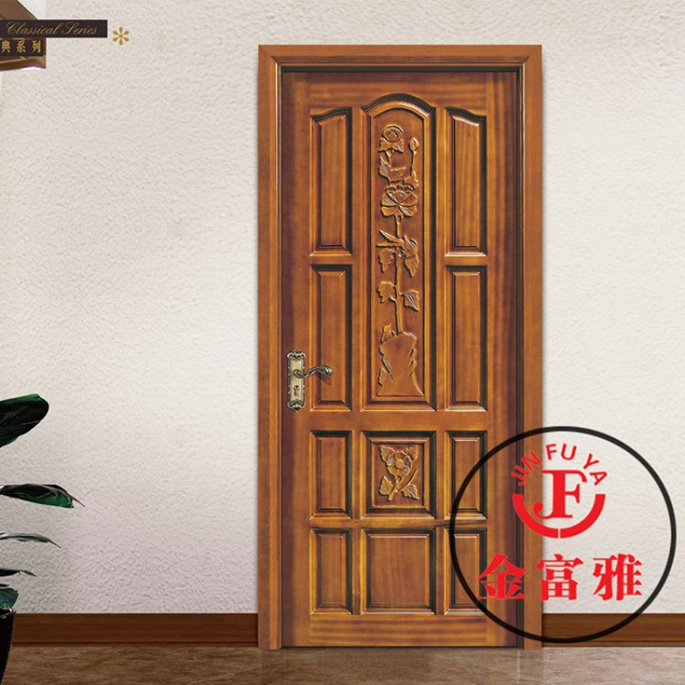 【金富雅木門】仿銅門花格門別墅原木門實心木門造型門高分子門