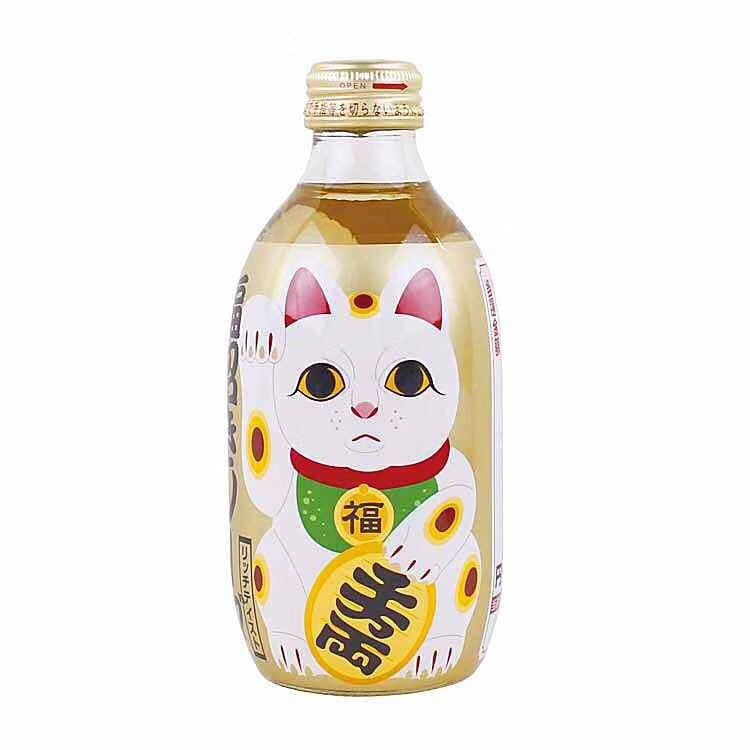 日本木村飲料 招財(cái)貓蜂蜜味碳酸汽水紀(jì)念收藏300ml*24瓶/箱