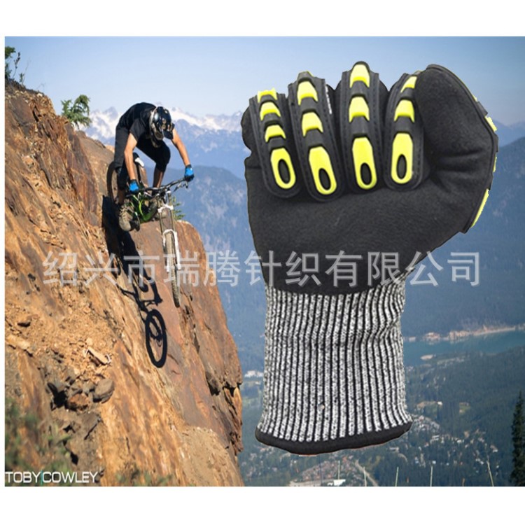 防切割5級防撞浸膠 騎行登山防滑防割掛膠機械救援防刺防割手套
