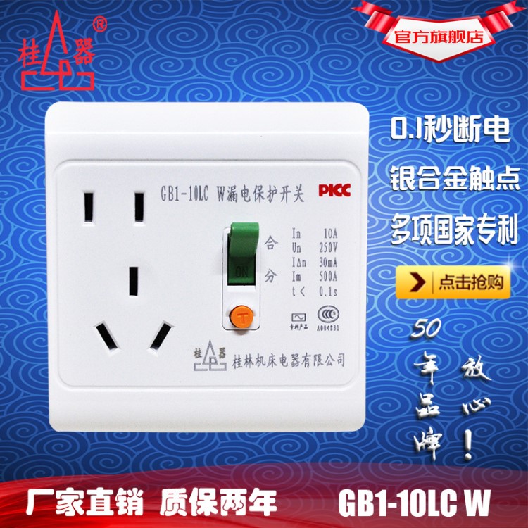 【桂器】廠家直銷(xiāo)GB1-10LC 空調(diào)掛機(jī)電熱水器 開(kāi)關(guān)10A 漏電保護(hù)器