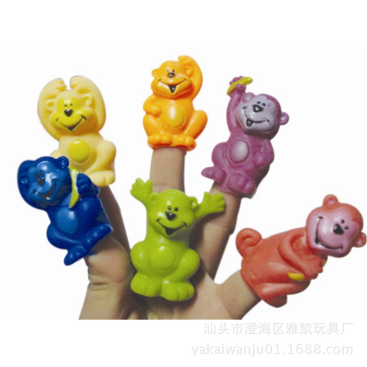 工廠直銷 pvc猴子手指套 卡通搪膠動物手指套玩偶鉛筆套公仔