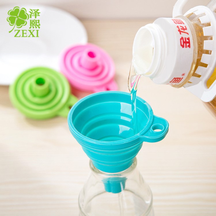 T0031隨身硅膠折疊漏斗硅膠折疊伸縮長(zhǎng)頸漏斗 液體分裝漏斗