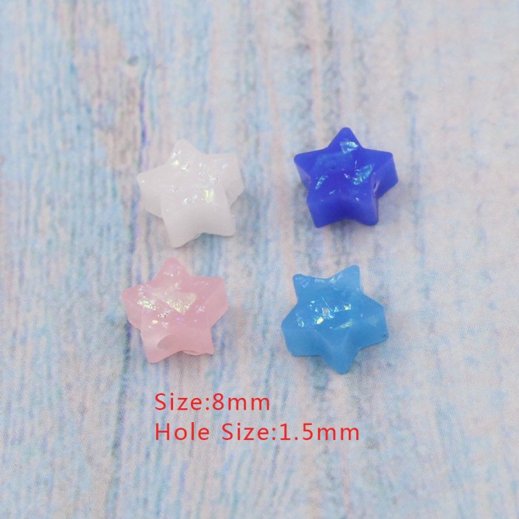 8mm 五角星澳宝 星星欧泊石小珠子 人造合成 1.5mm Opal Beads