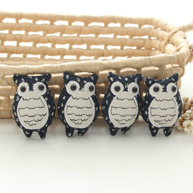 日韩森女系 手工棉麻布艺猫头鹰胸针胸花 小清新可爱别针