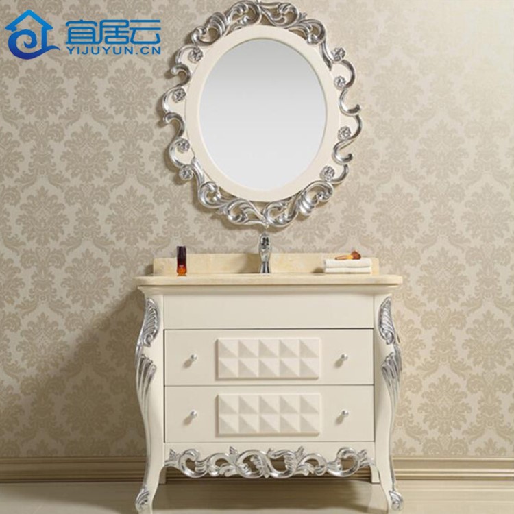 歐式浴室柜 仿古落地洗手臺洗臉面盆柜 組合實木橡木中式浴室柜