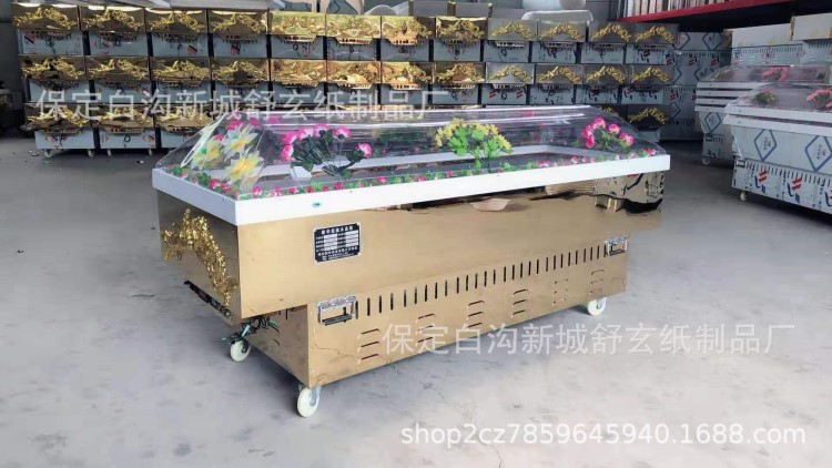 殯葬用品水晶棺手提式冰棺大型冰柜喪葬用品冷凍棺材全銅管冷藏棺
