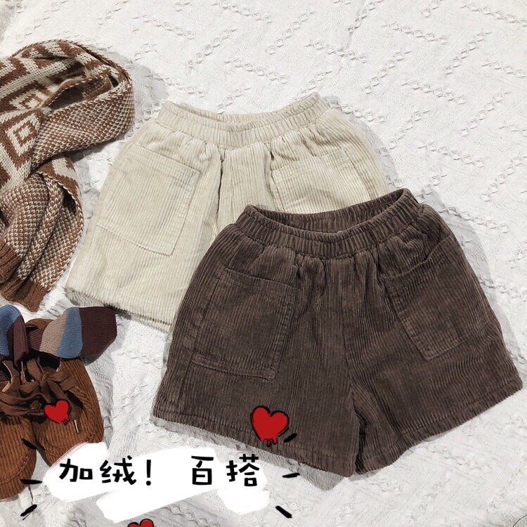 CTONG.KIDS短褲19冬款新款中小童兒童休閑燈芯絨加絨短褲子褲子潮