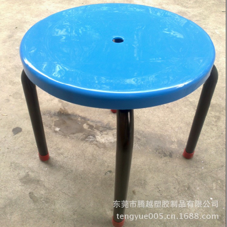 供應鐵腳圓凳 藍色 綠色 橙色圓凳面 防靜電圓凳