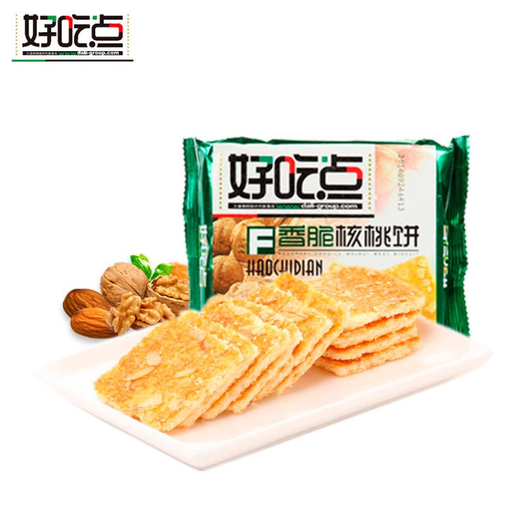 好吃點(diǎn)餅干108g袋裝杏仁核桃腰果餅干辦公室零食早餐代餐香脆薄餅