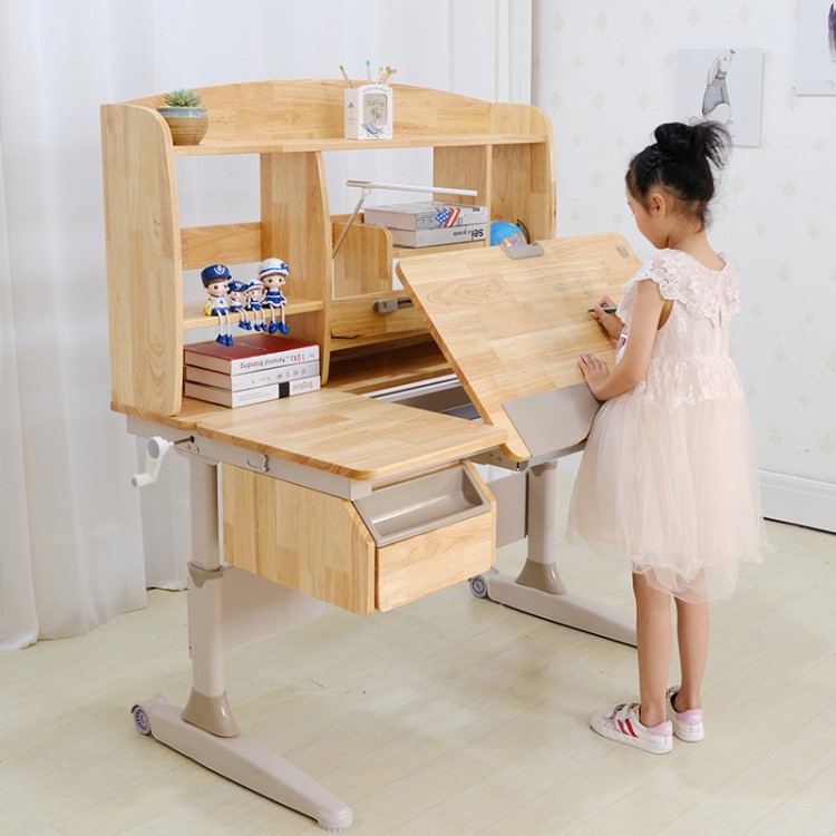 护童乐园儿童学习桌小学生书桌实木 写字桌椅套装可升降 课桌椅家