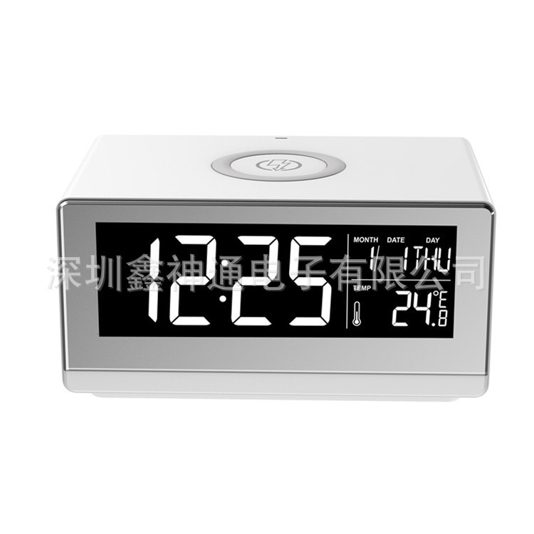 2019原創(chuàng)私模A12無線充電小夜燈QI CE ROHS 數(shù)碼時鐘顯示