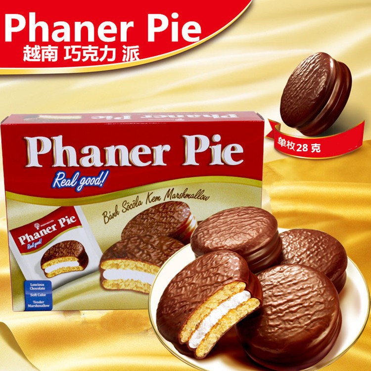 批發(fā)零食品越南Phaner Pie 巧克力派奶油味168g內(nèi)6小袋獨立裝