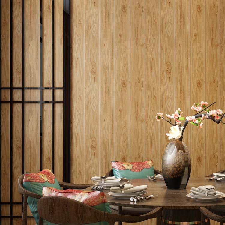 特惠無(wú)紡布木紋壁紙?jiān)旧景宸b店飯店餐廳走廊茶樓背景墻墻紙