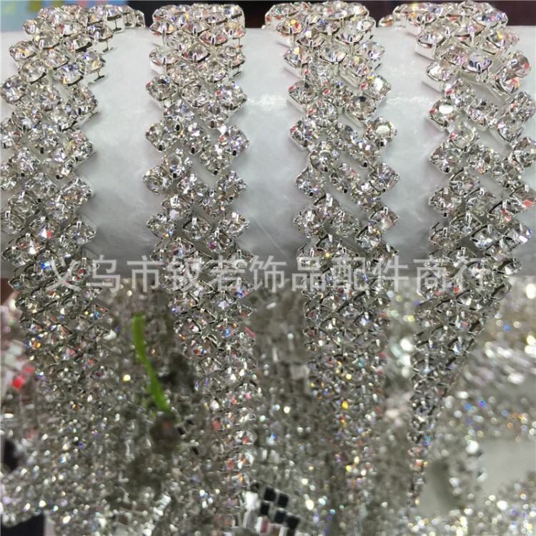 新款熱賣禮服A水鉆鞋 花鏈DIY貼爪鏈 碼鏈婚紗花邊服裝輔料斜5排