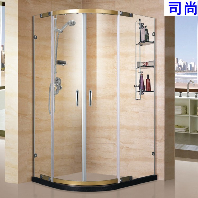 司尚衛(wèi)浴304不銹鋼扇形簡易淋浴房 衛(wèi)生間鋼化玻璃干濕浴房 S6066