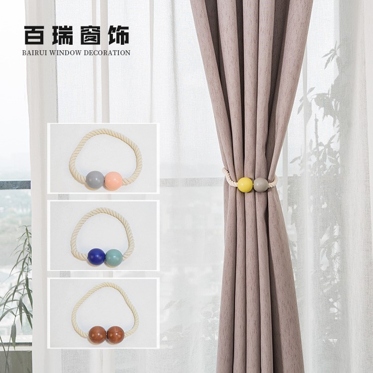廠家直銷(xiāo) 馬卡龍木球磁扣 簡(jiǎn)約環(huán)保窗簾綁帶創(chuàng)意木質(zhì)磁鐵窗簾扣