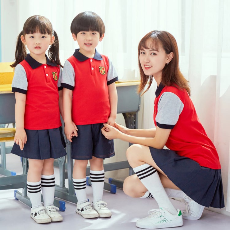 幼儿园园服夏装短袖棉运动服小学生校服套装园服老师学生班服