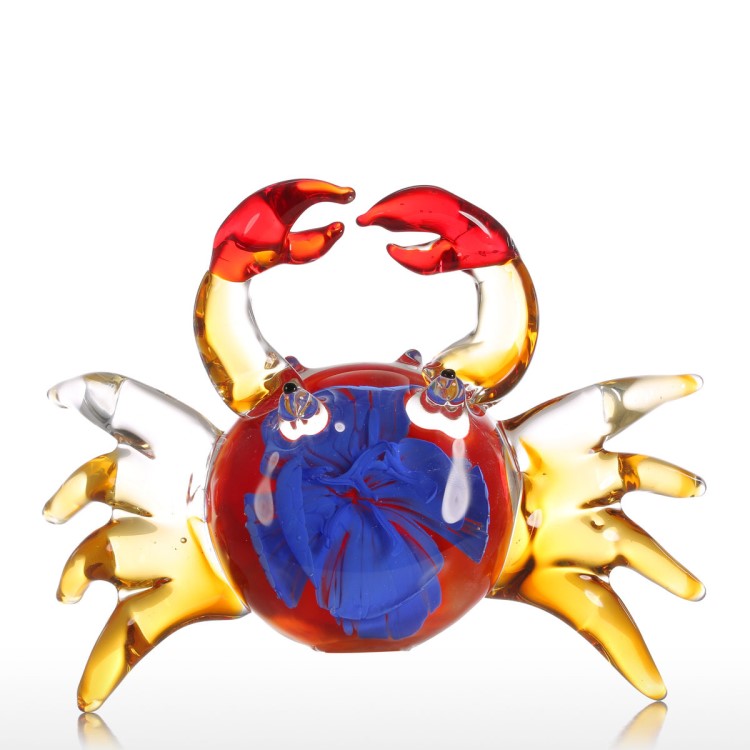 Tooarts創(chuàng)意家居琉璃擺件 臥室螃蟹小雕塑裝飾工藝品 廠(chǎng)家直銷(xiāo)