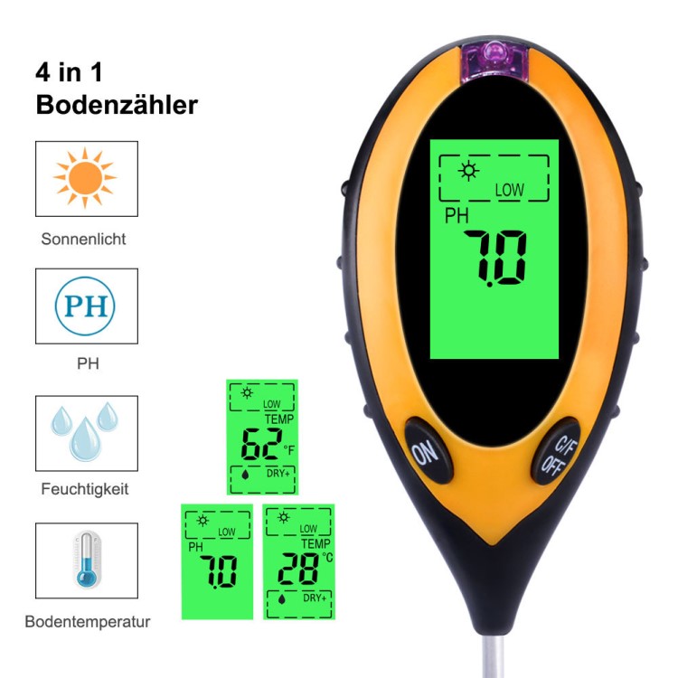 四合一土壤測試儀電子土壤檢測儀 土壤PH測試儀 光照計(jì) 溫濕度計(jì)
