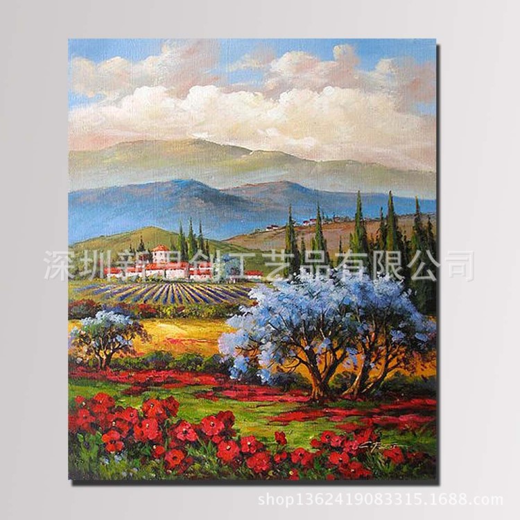 大芬村wis客厅风景酒店油画手工绘外贸装饰油画canvas painting