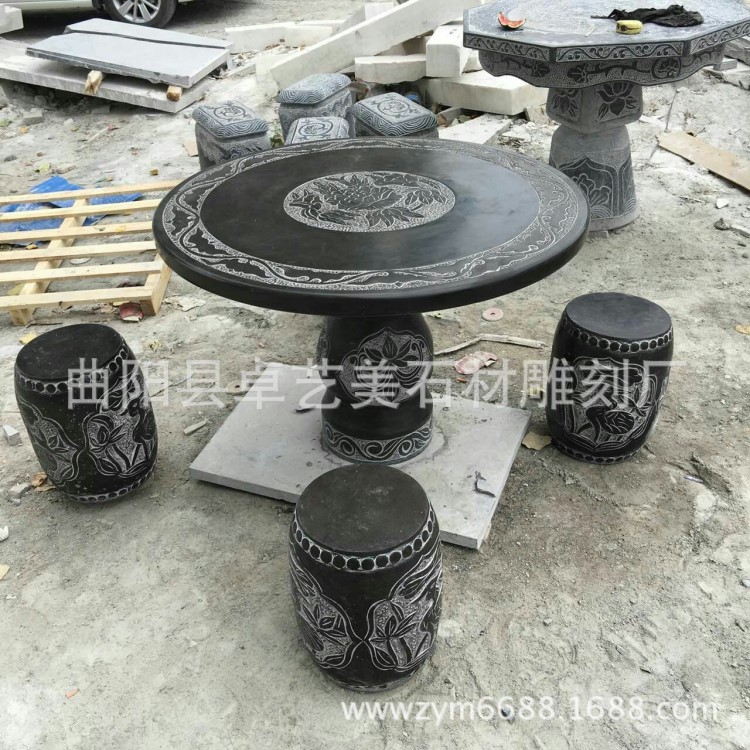 石桌子 青石仿古做舊石雕桌椅 庭院園林戶外石桌椅休閑石凳