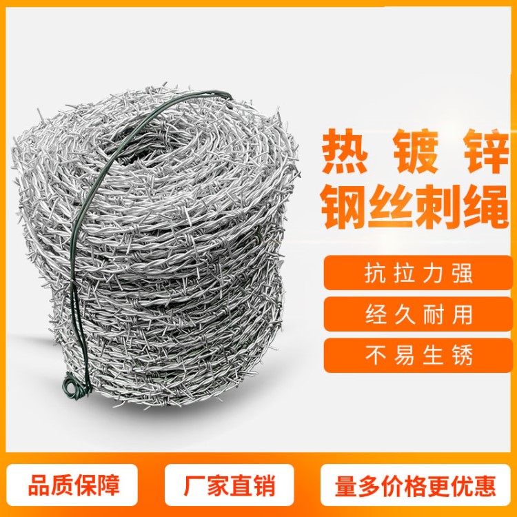 廠家直銷鍍鋅刺繩鐵蒺藜帶刺鐵絲護欄網防護刺網小區學校圍墻防爬