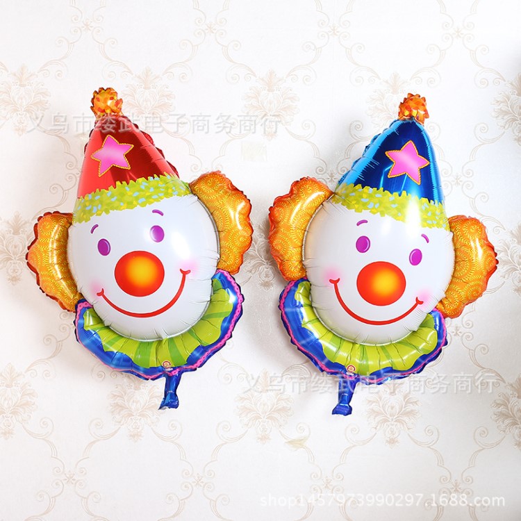 新款小丑頭鋁膜氣球 小丑氣球兒童派對生日裝飾布置氣球