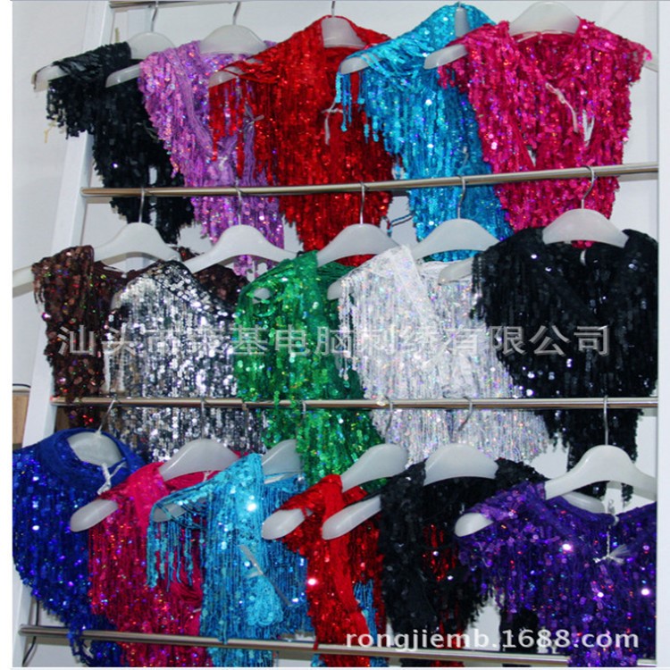 新款織帶時尚15cm舞臺服裝輔料飾品DIY流蘇珠片亮片鏈條花邊