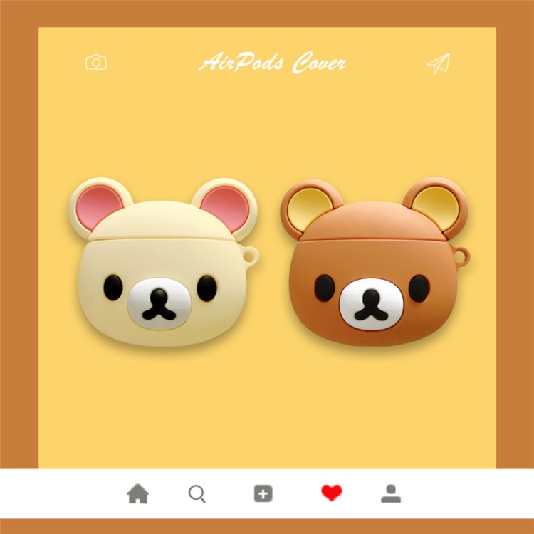 可愛日本熊AirPods1/2代充電倉保護盒蘋果藍牙無線耳機套硅膠適用