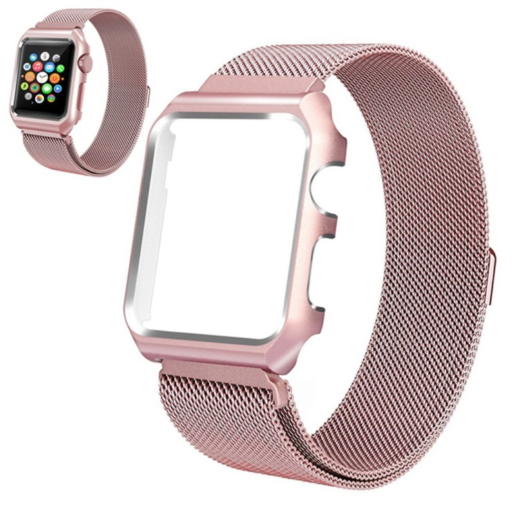 適用于apple watch不銹鋼表帶蘋(píng)果手表米蘭尼斯表帶表框保護(hù)套殼