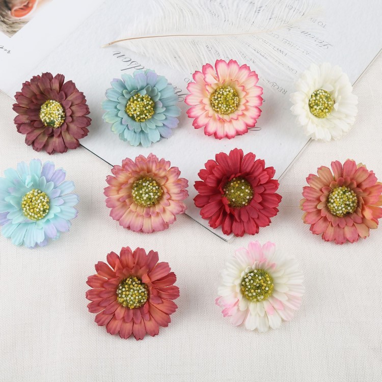 歐式油畫車輪菊仿真花 非洲菊花朵 DIY花環配件波斯弗朗菊花