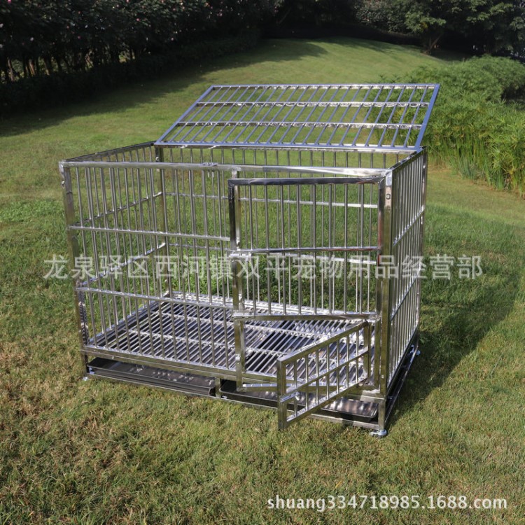 批發定做不銹鋼狗籠白鋼籠 不生銹中大型犬狗籠可拆卸折疊寵物狗