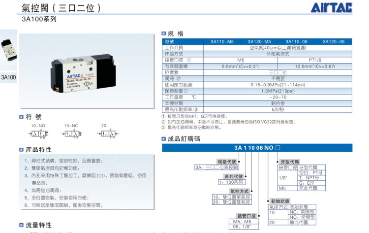 亞德客氣控閥3A100