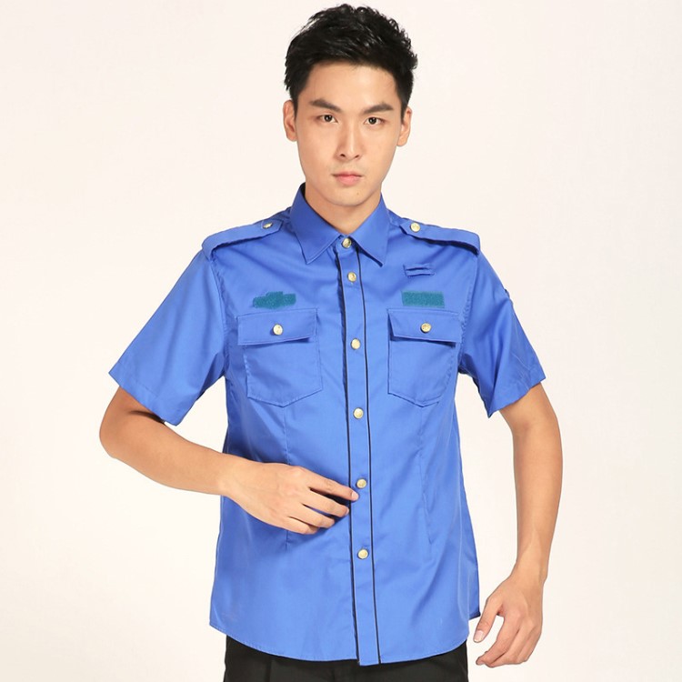 保管服 深藍色襯衫短袖透氣舒適工作服工裝 保安物業制服套裝男